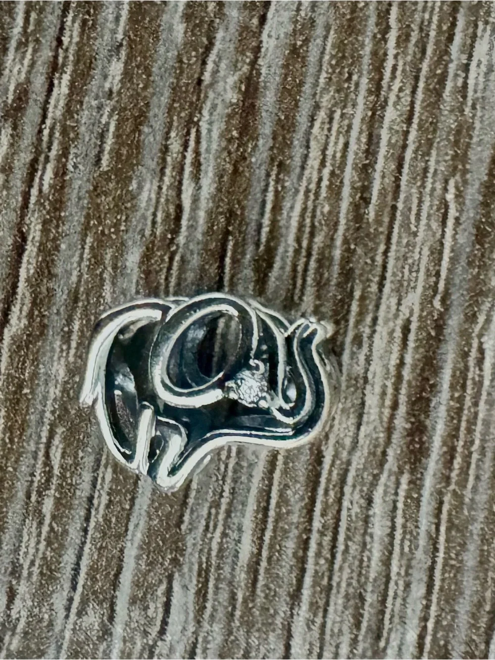 Pandora Silver Elephant Brooch with Clear Stone Accent